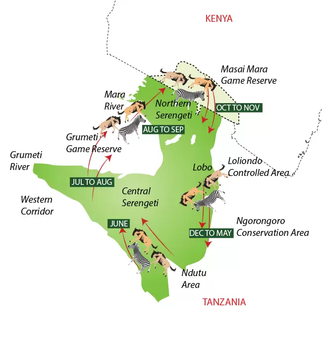 Serengeti Great Migration map